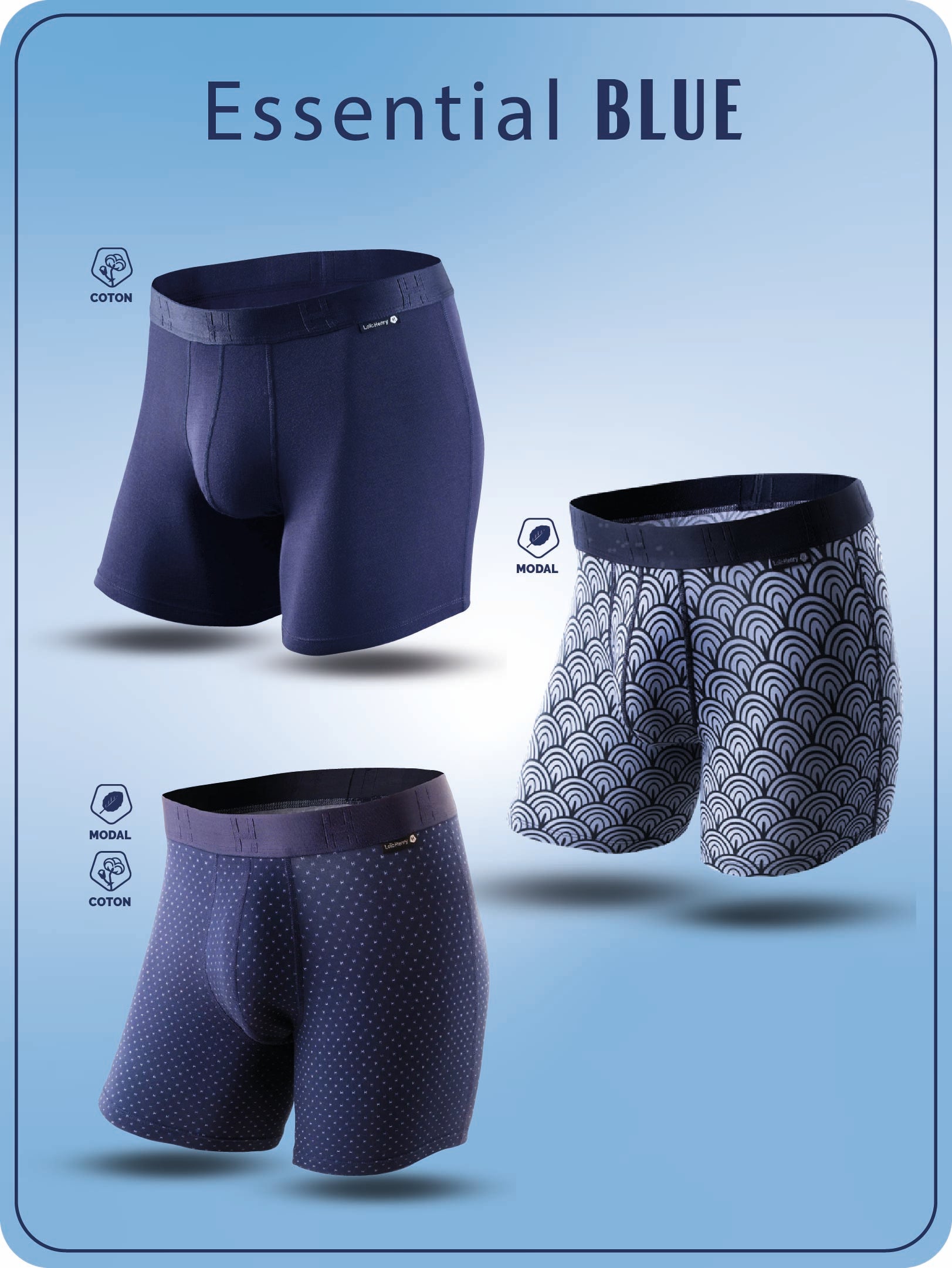 Trio Boxer Shorts Essentila BLUE