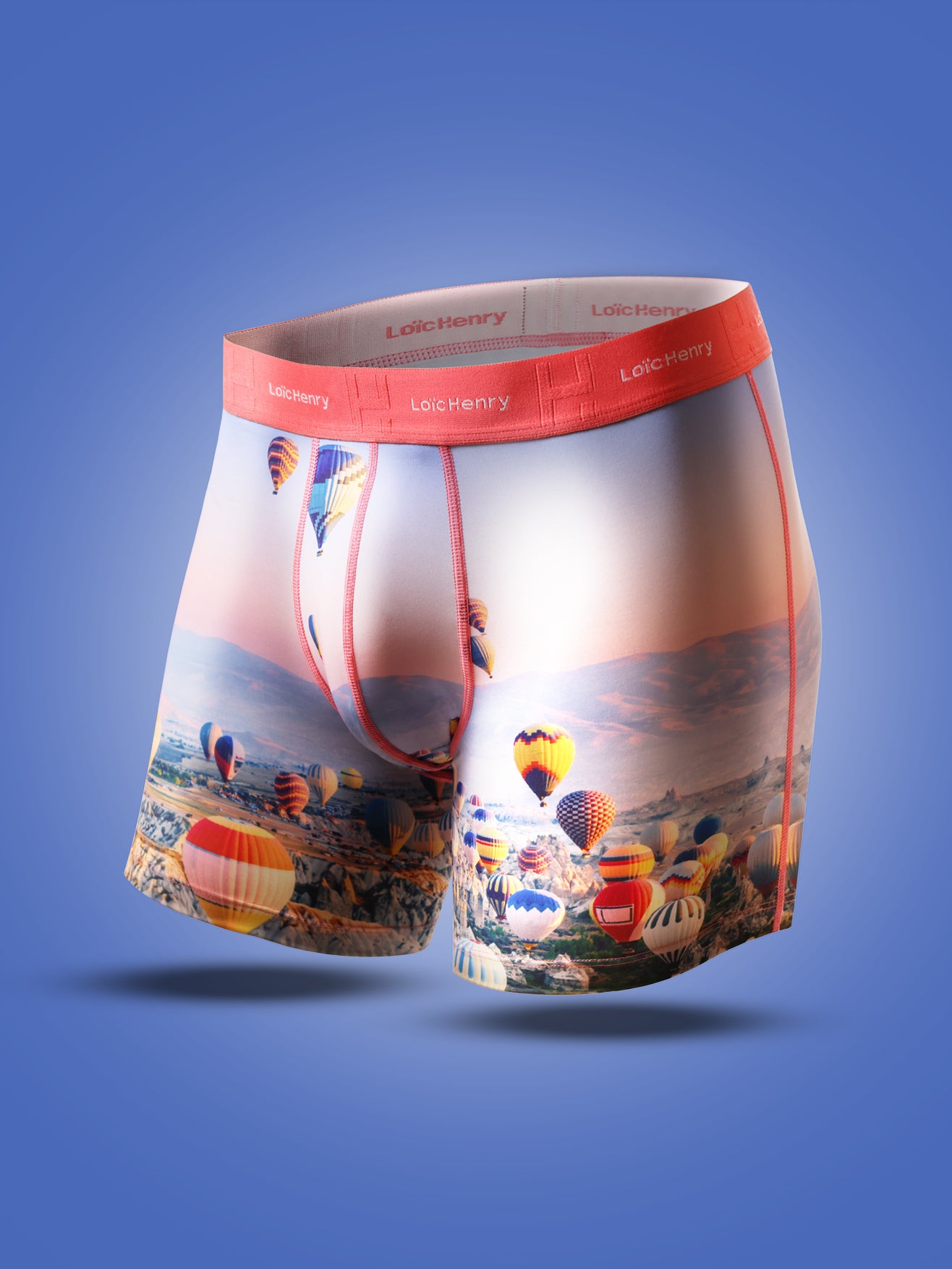 MEN'S POLYESTER BOXERS PINK BLUE MULTICOLOR AIR BALLOON