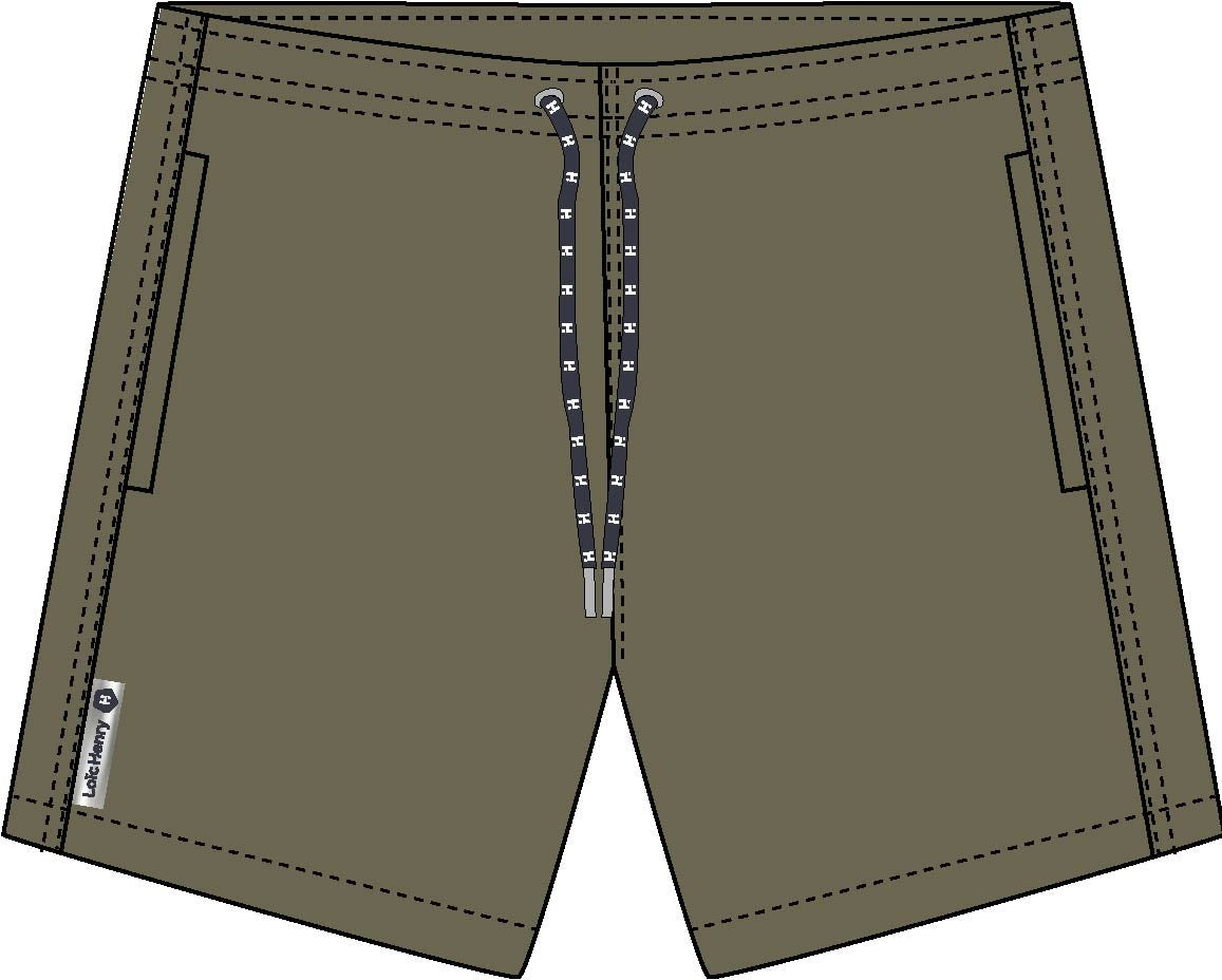 Short de bain Long Extensible Kaki