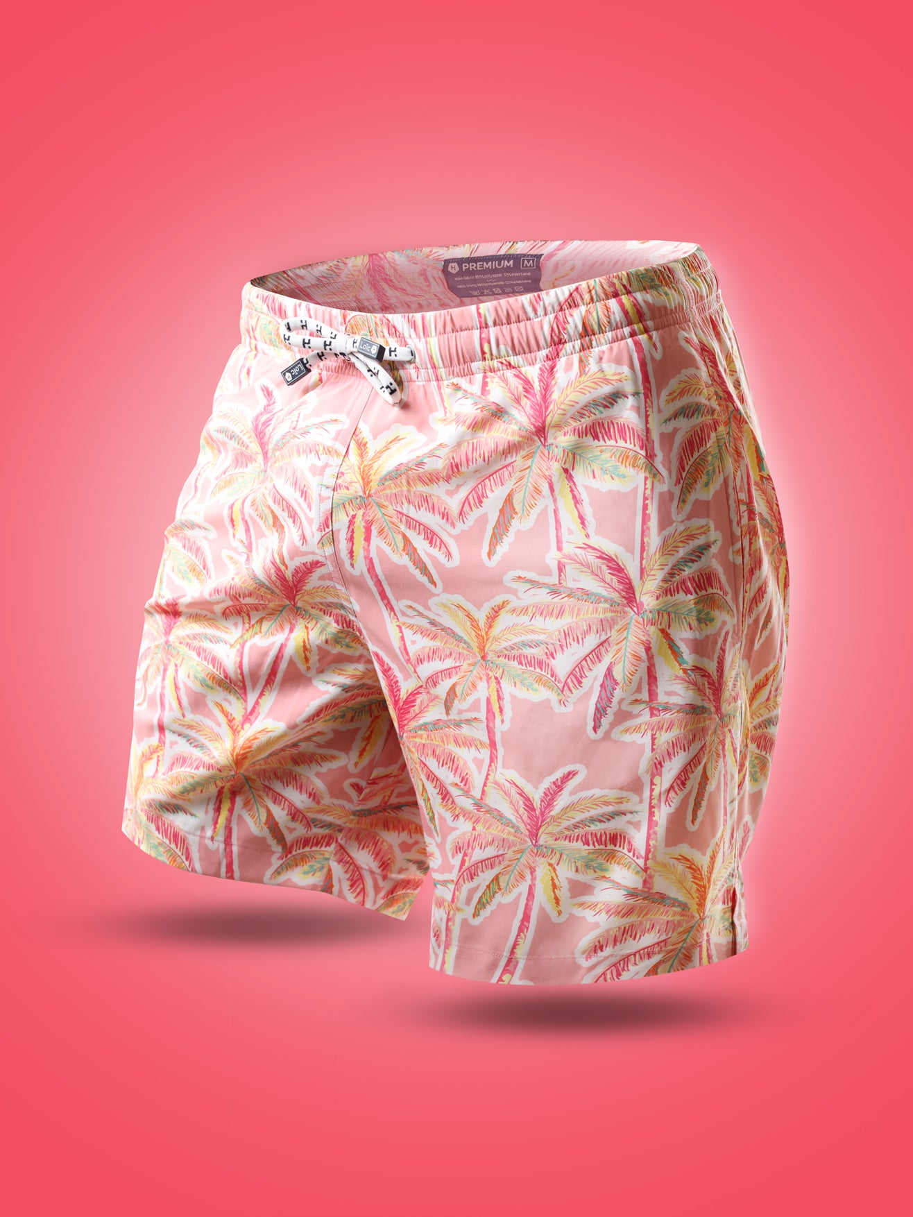 Short de bain Long Extensible Pink Palm