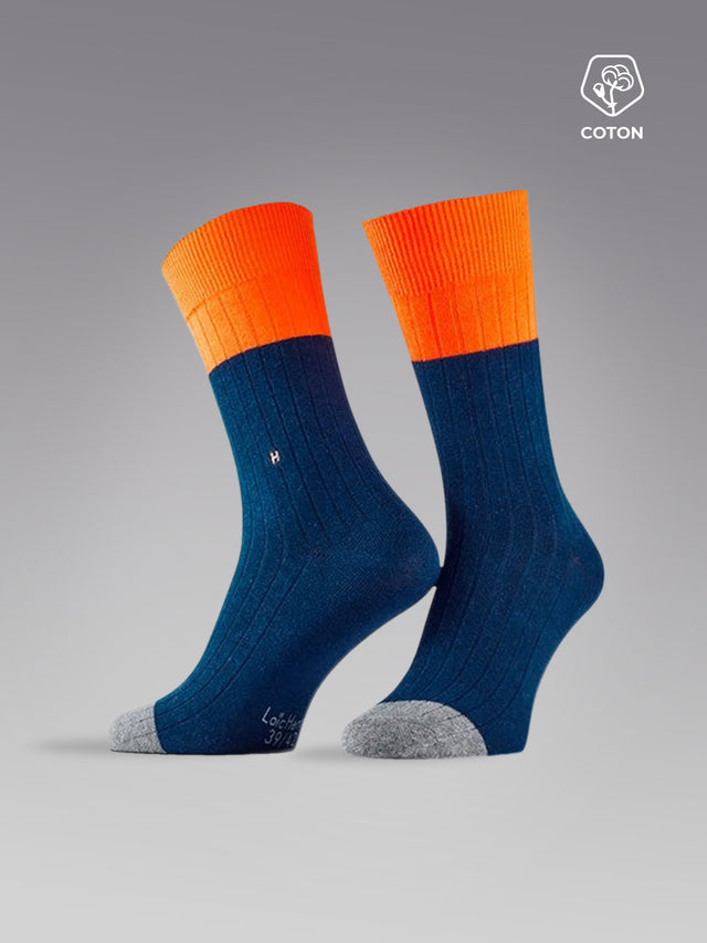 NAVY AND ORANGE SOCKS