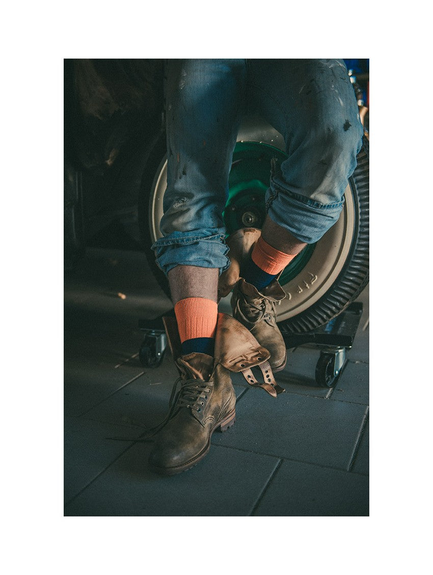 NAVY AND ORANGE SOCKS