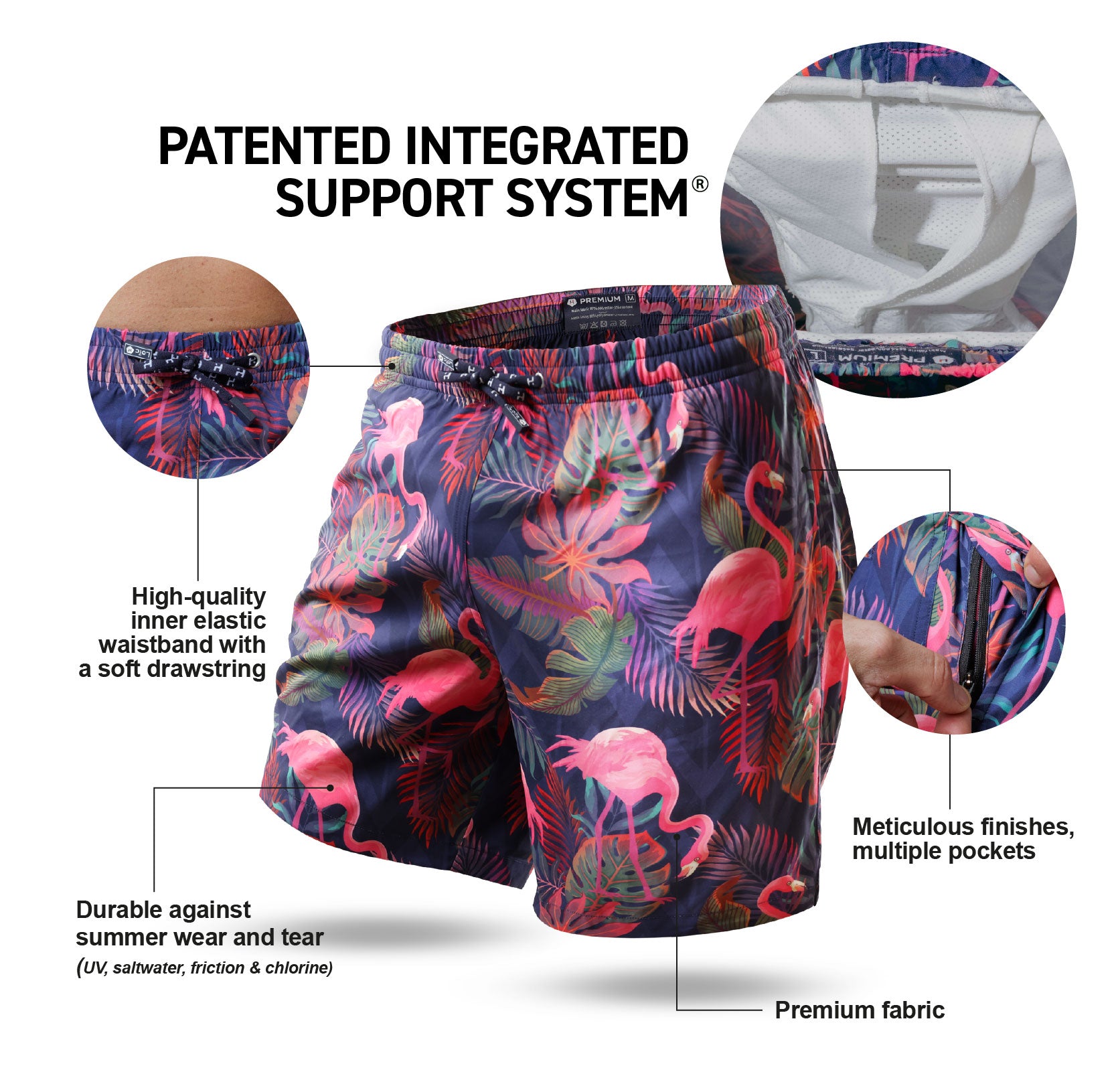 Pink Palm long beach shorts
