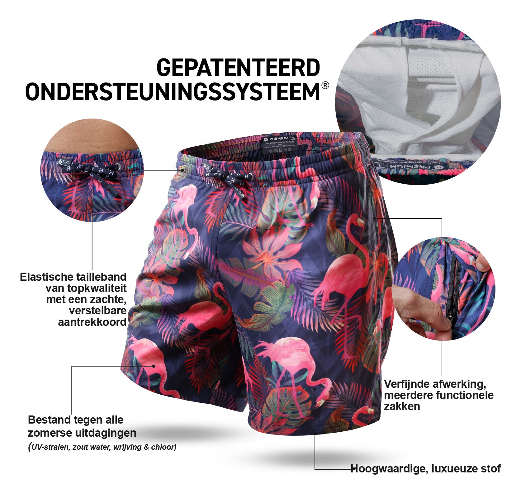 Lange, rekbare zwemshort Exotic