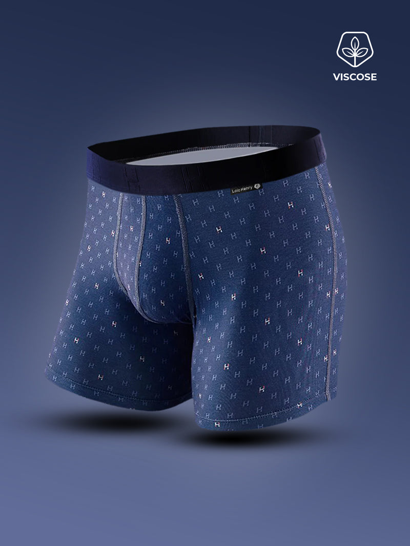 MEN'S BLUE BLACK BOXER SHORTS LH BLUE LOGO