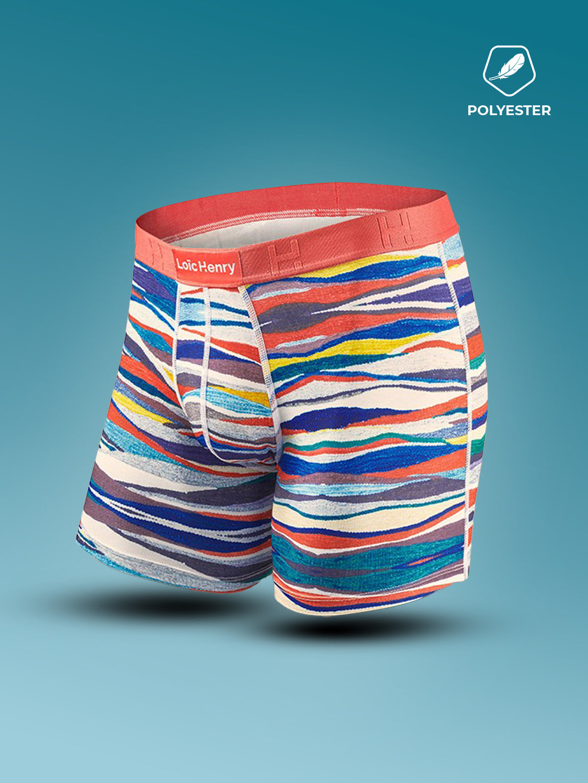 MEN'S RED MULTICOLOR POLYESTER CANVAS BOXER SHORTS
