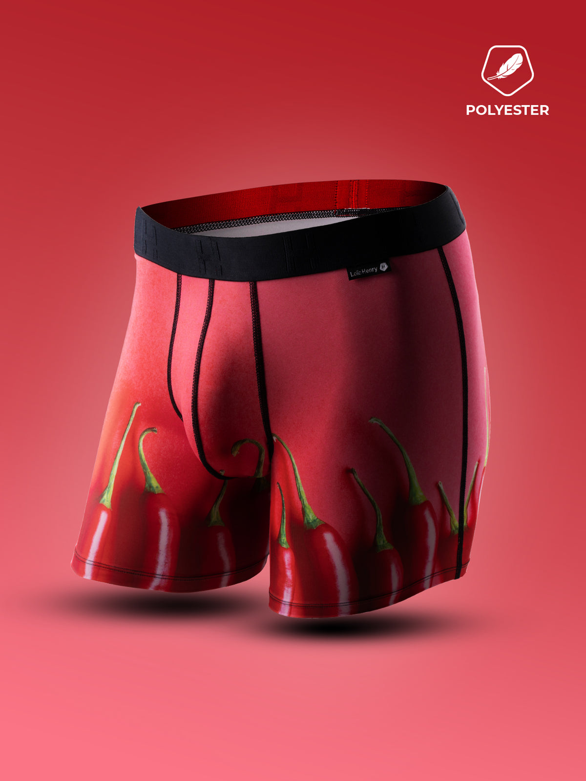 BOXER HOMME POLYESTER ROUGE NOIR RED PEPPER