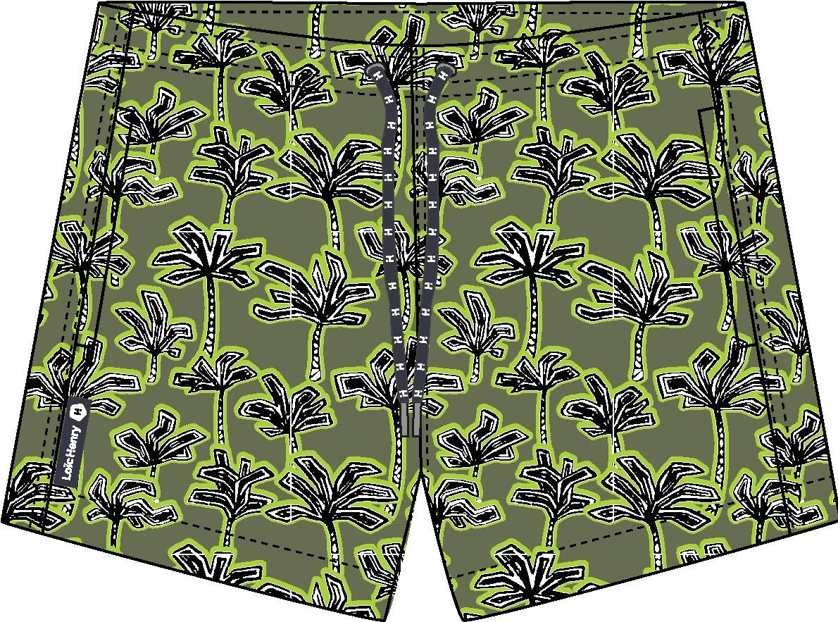 Short de bain Court Kaki Palm