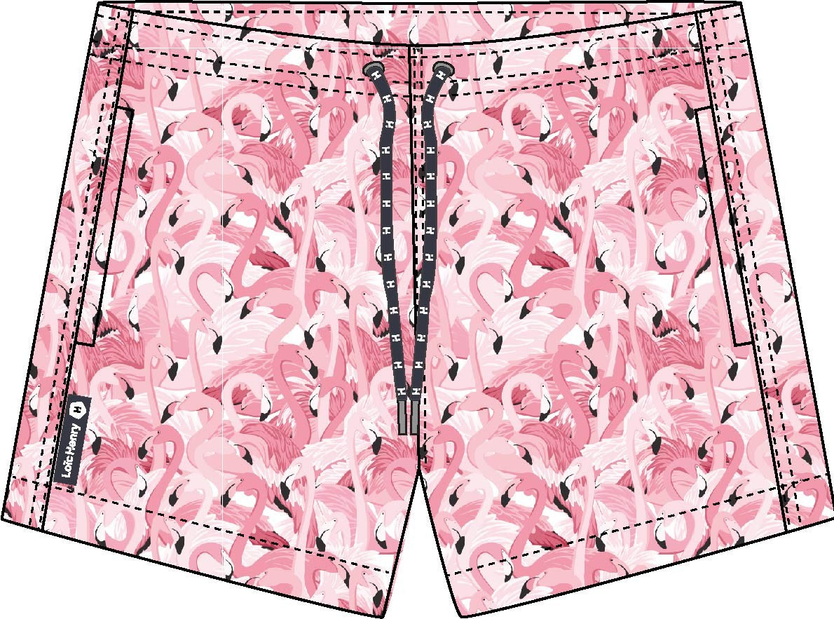 Short de bain Court Pink Flamingo