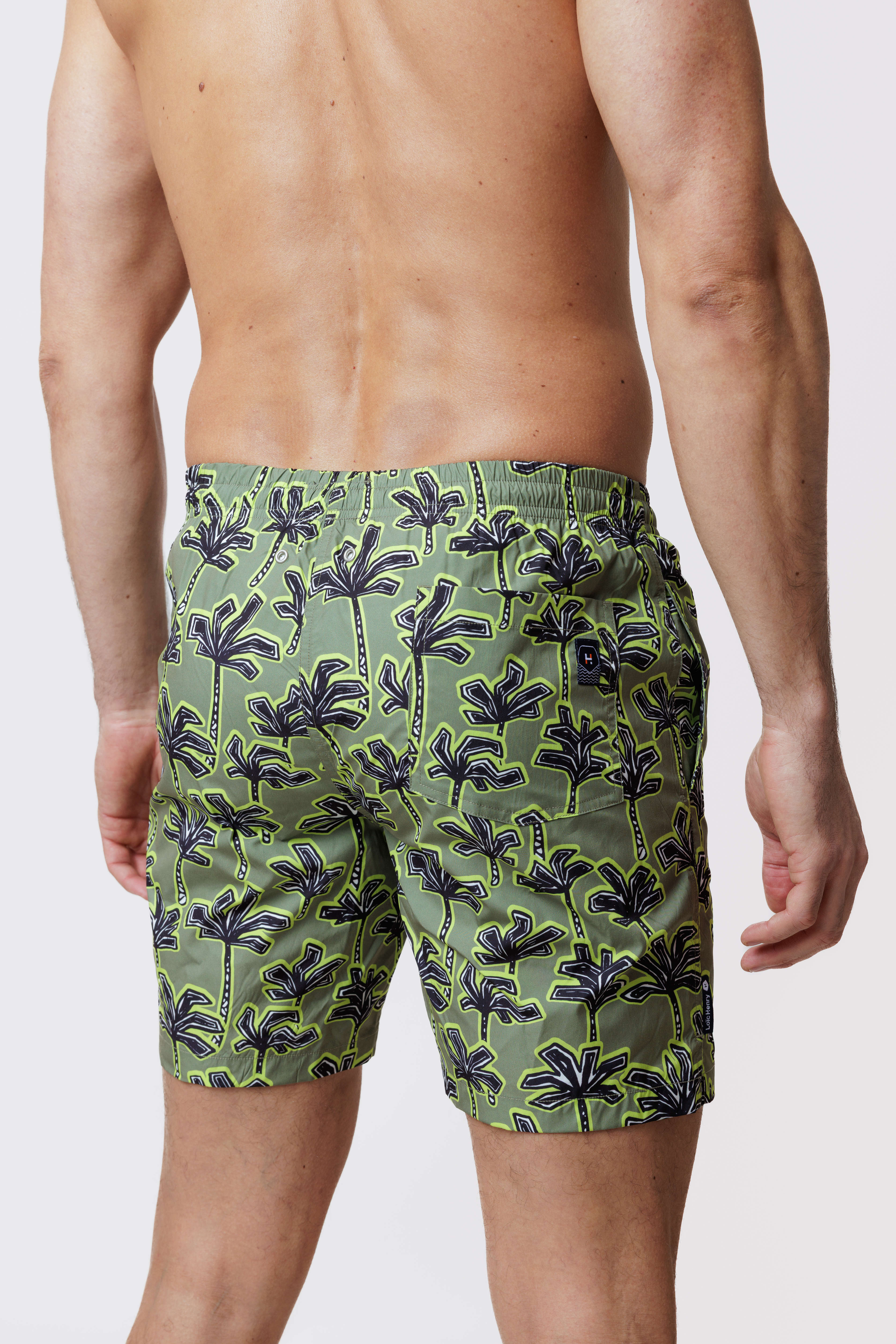 Short de bain Long Kaki palm