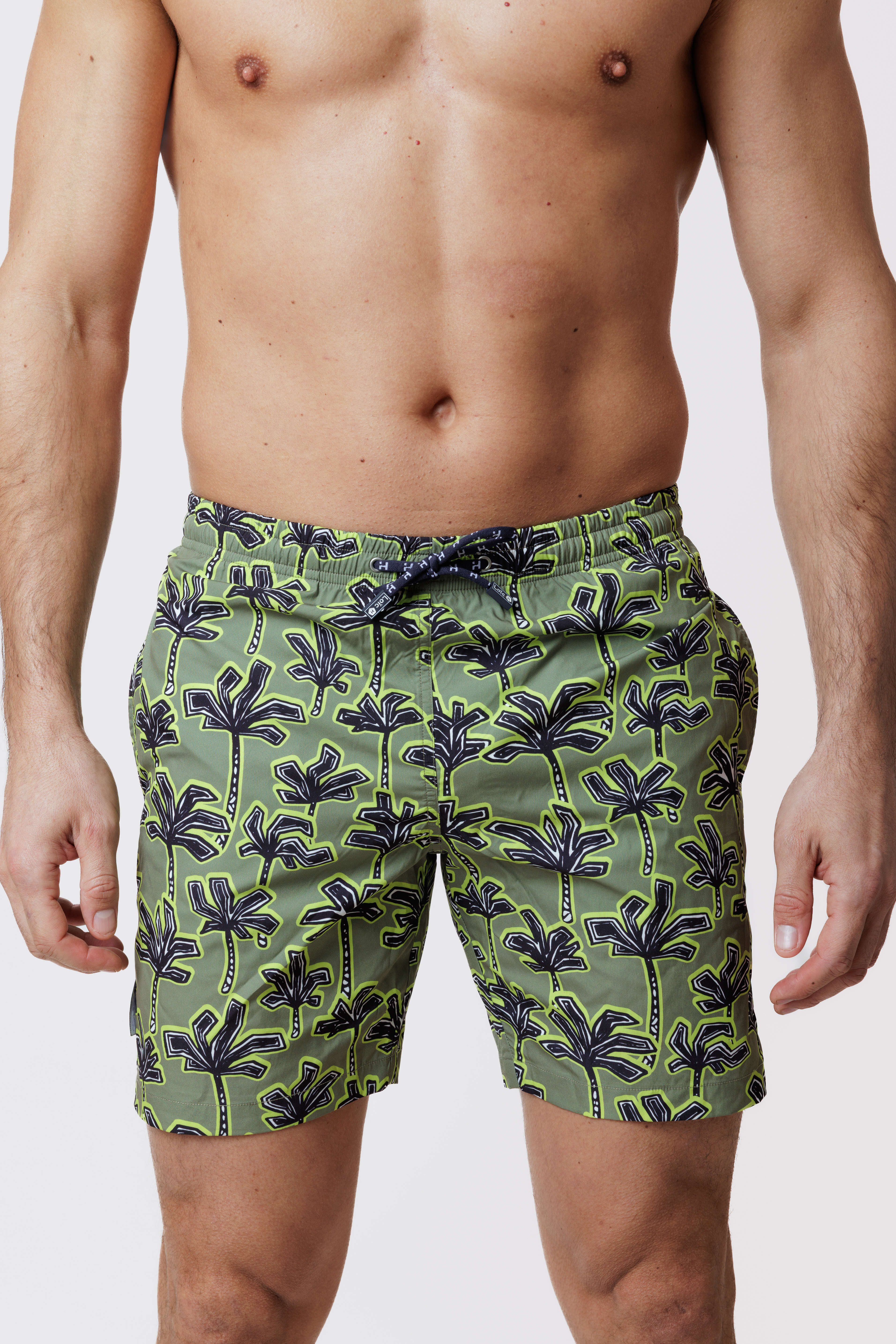 Short de bain Long Kaki palm