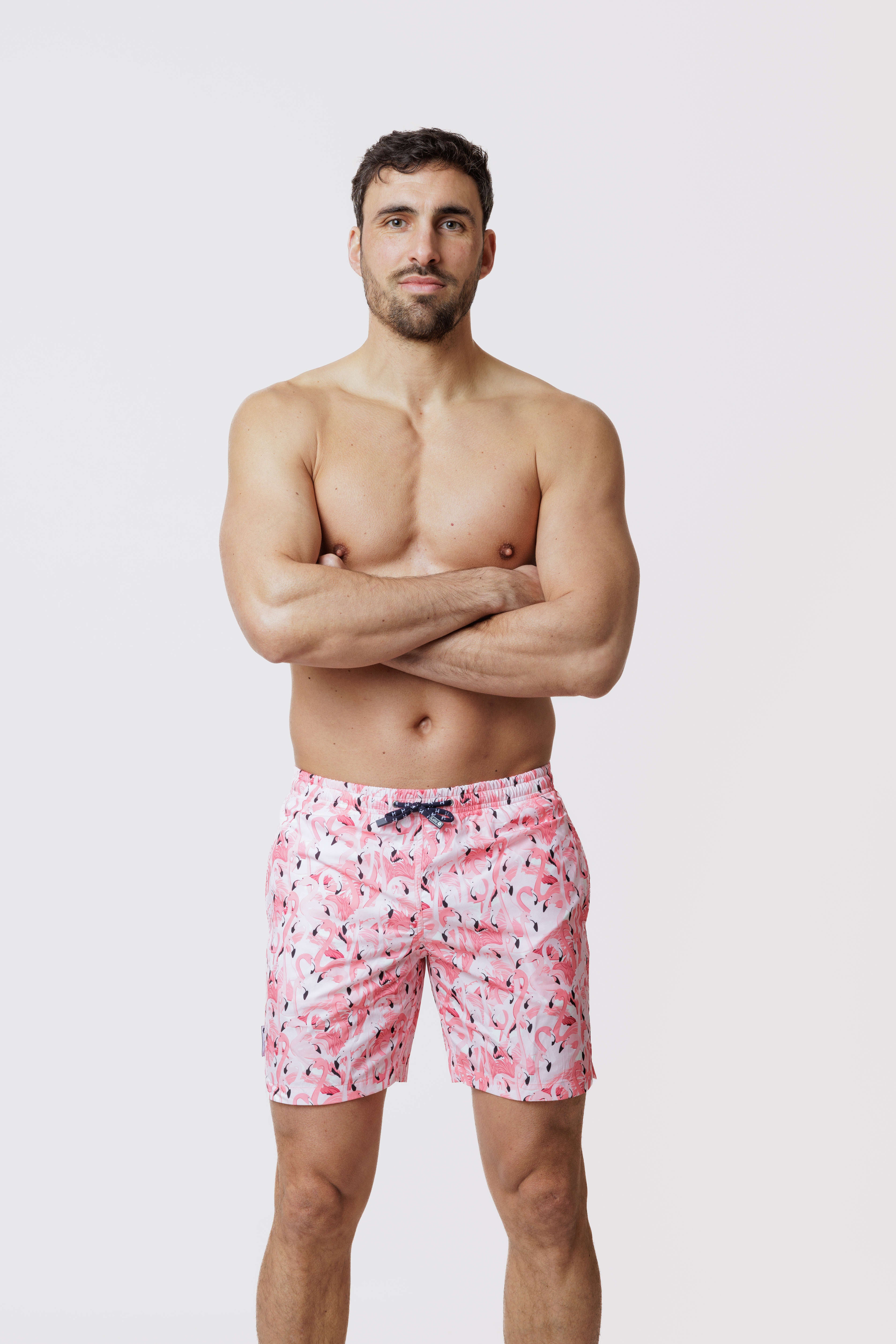 Short de bain Long Pink Flamingo