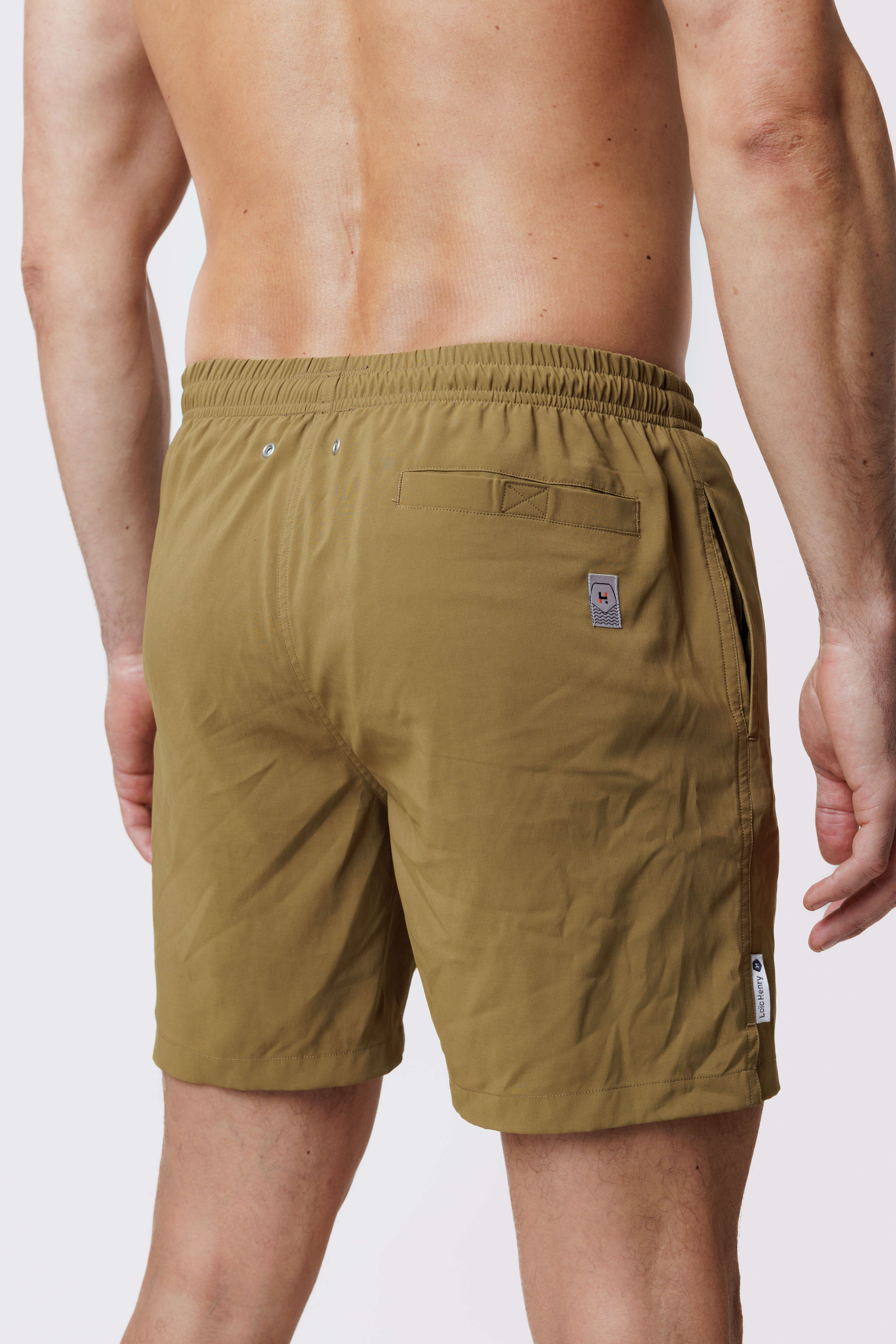 Short de bain Long Extensible Kaki