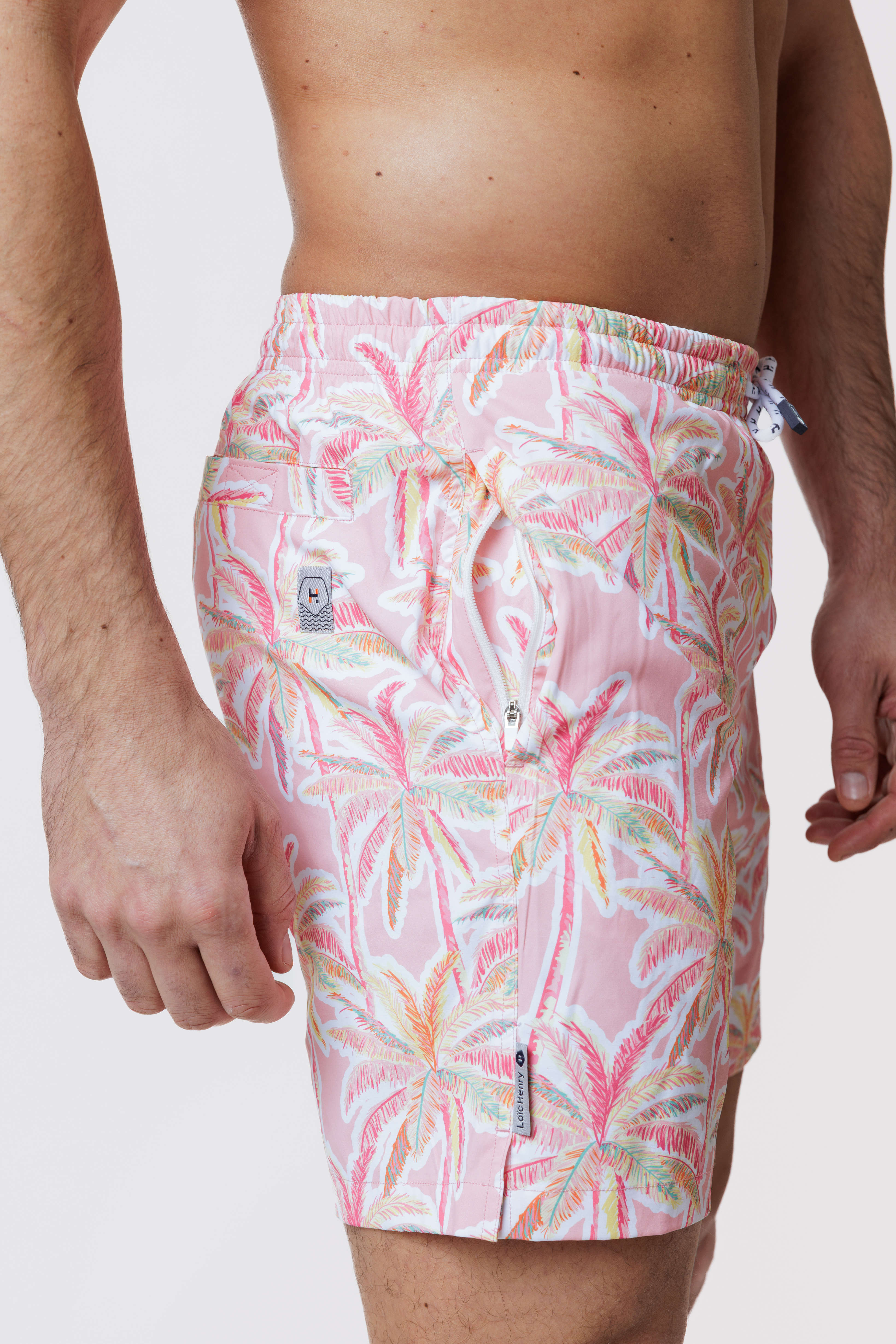 Short de bain Long Extensible Pink Palm