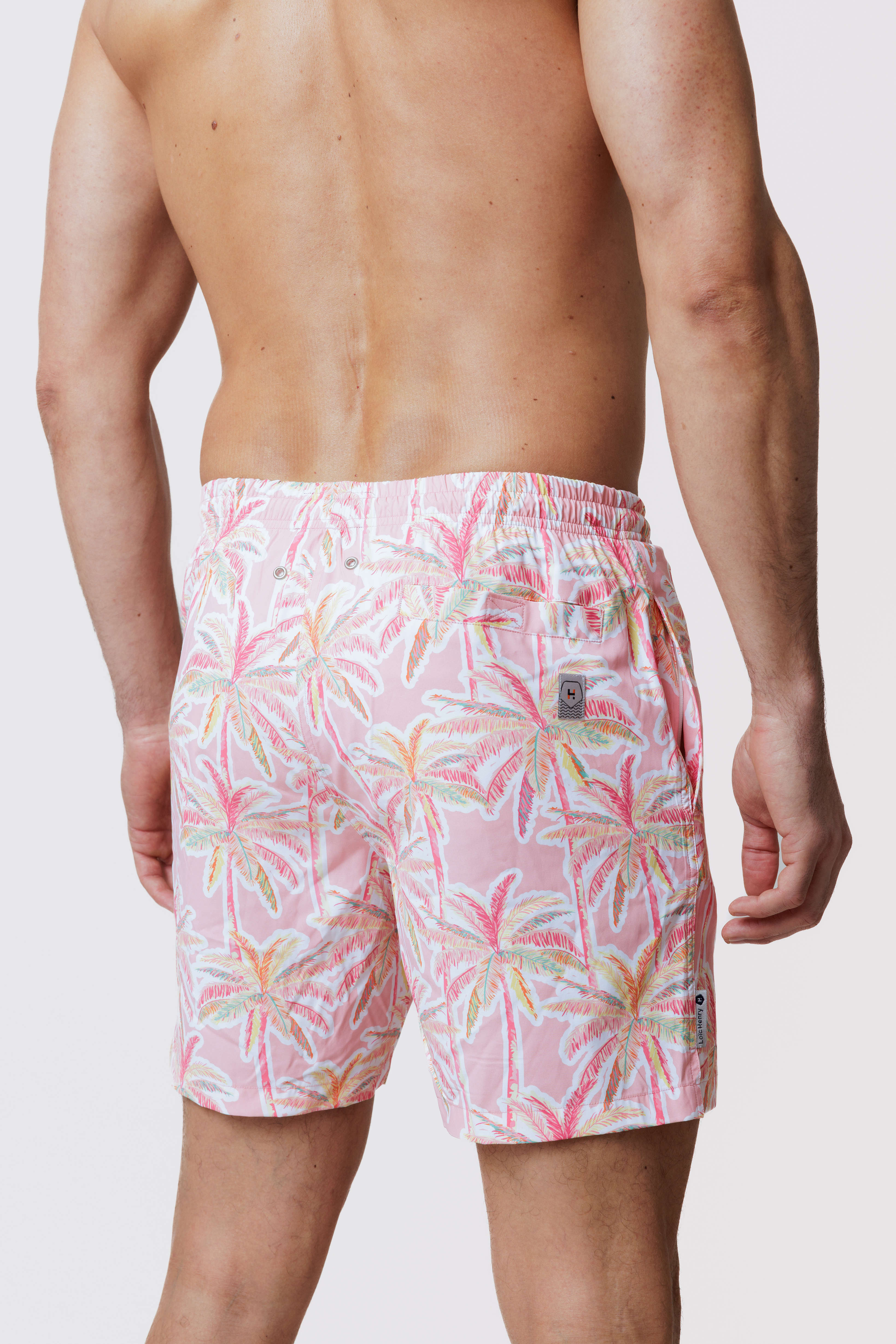Short de bain Long Extensible Pink Palm