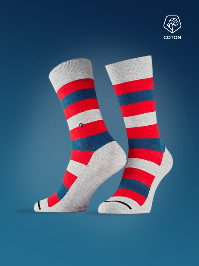 GREY, RED AND NAVY LINES SOCKS