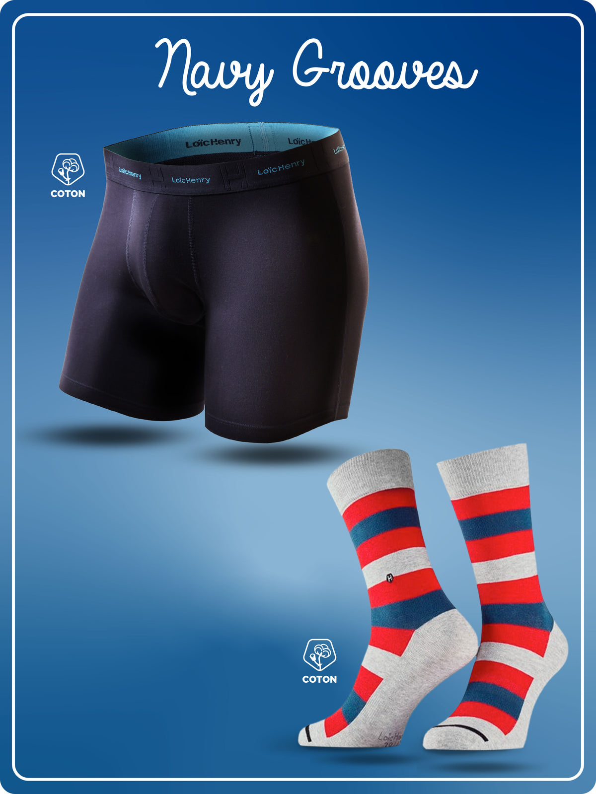Duo Boxershort & Sokken NAVY GROOVES